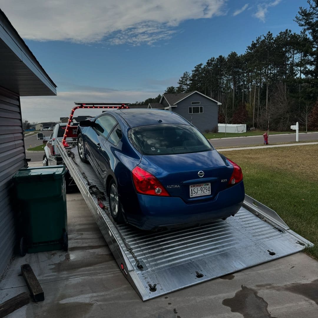 Car towing in progress